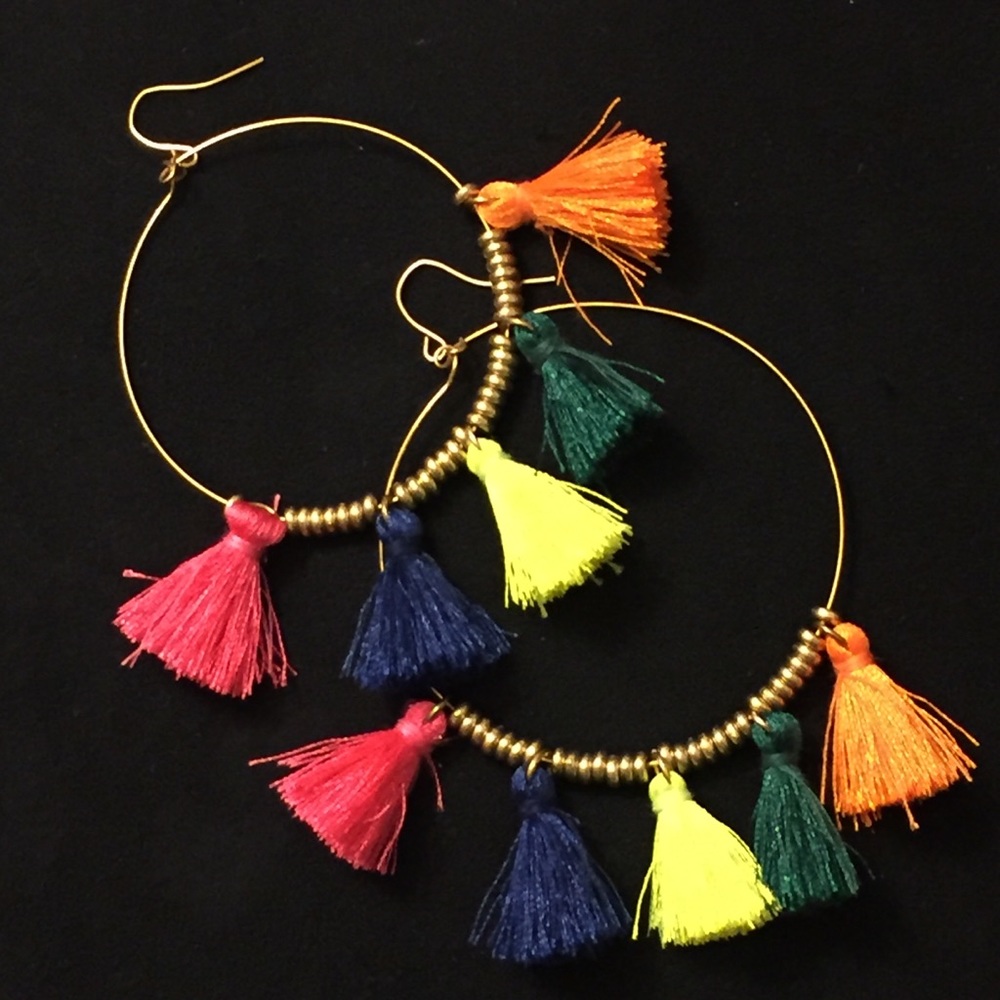 Beaded Tassle Hoops